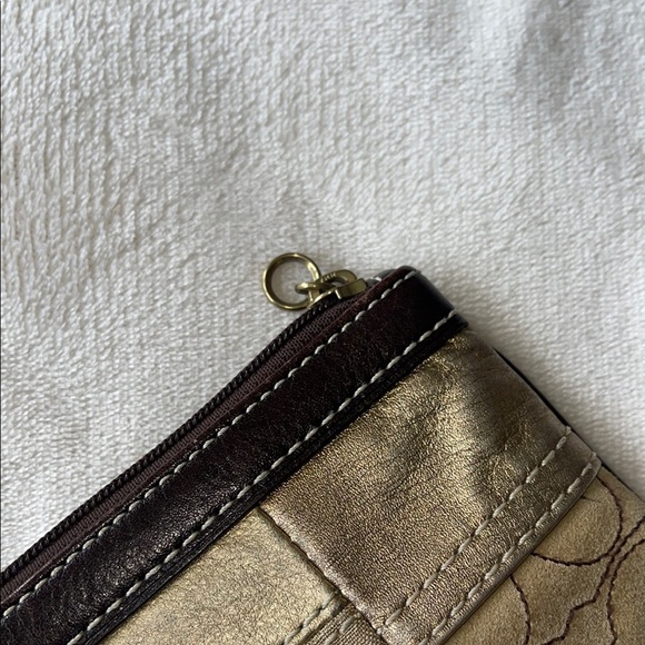 Coach Gold and Brown Wristlet - Picture 6 of 9